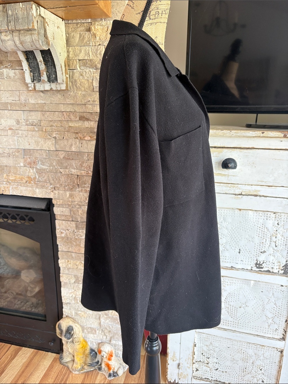 Quince black Eco-Knit Milano Stitch Oversized Shirt Jacket button down pockets - Picture 8 of 16